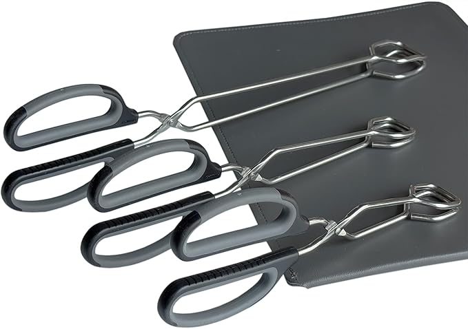 HINMAY Stainless Steel Scissor Tongs Cooking Tongs Set, Set of 3 (Black Handle, 10" 12" 16") - Image 9