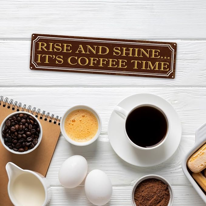 Coffee Time Metal Tin Signs, Coffees Lover Home Decor for Kitchen Bedroom Dining Room, Farmhouse Cafe Decors, Decorative Metal Wall Signs 15.8x4 Inches - Image 5