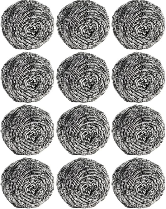 12Pcs Steel Wool Scrubber Pads for Cleaning Dishes, Pans, Pots, Ovens, Grills, Sinks - Stainless Steel Scrubbers for Kitchen, 12 Pack by Carrie+Joe