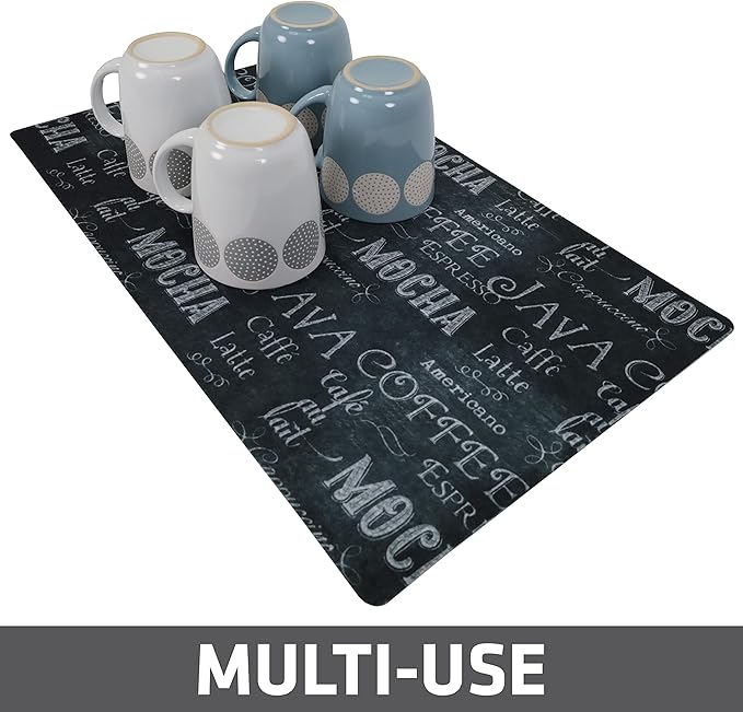 Drymate Coffee Maker Mat, (Coffee Station Bar Accessory) Protects Kitchen Countertops From Spills, Stains & Scratches, Absorbent, Waterproof, Washable (USA Made) (12” x 20”) (Java Chalkboard) - Image 4