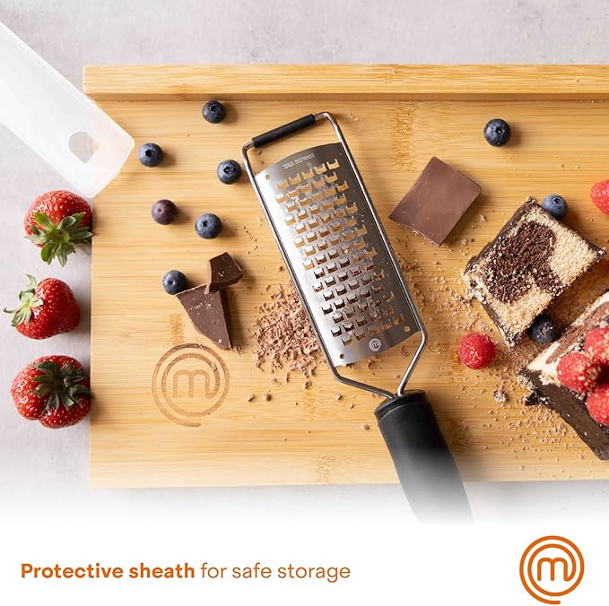 MasterChef Cheese Grater Handheld, Kitchen Food Shredder Tool for Grating Parmesan, Garlic, Ginger etc, Small Flat Zester Grater, Stainless Steel with Non Slip Rubber Foot and Easy Grip Handle - Image 6