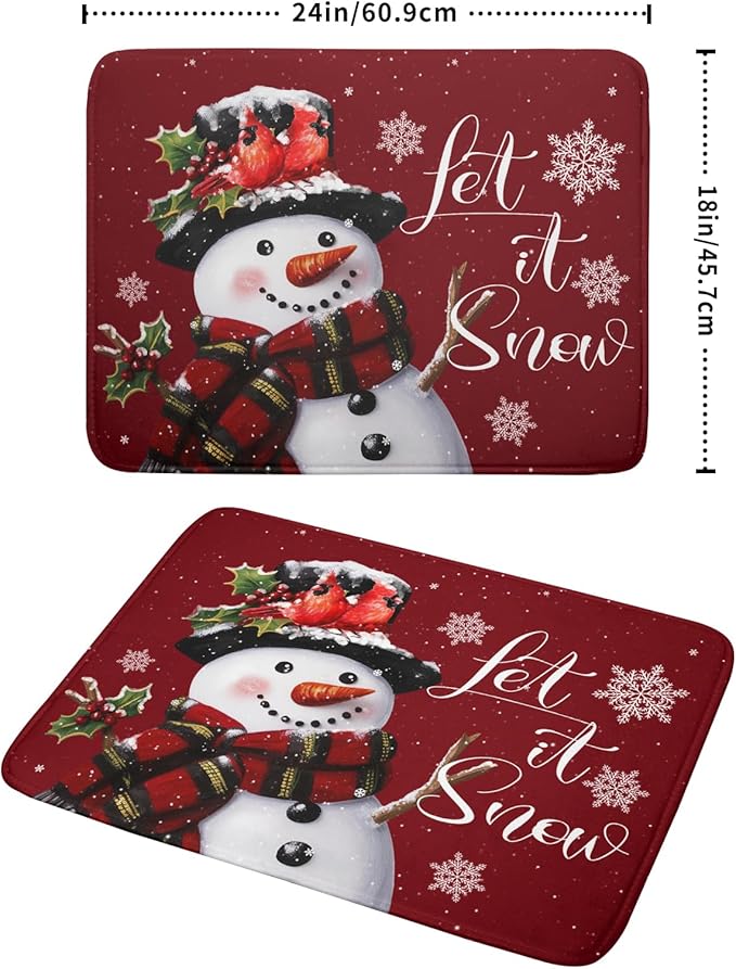 Christmas Dish Drying Mat for Kitchen Counter Snowman Let It Snow Microfiber Absorbent Dish Draining Reusable Washable Foldable Extra Large 18"x24" - Image 2