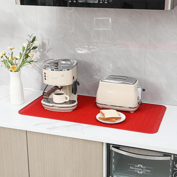 MicoYang Silicone Dish Drying Mat for Multiple Usage,Easy clean,Eco-friendly,Heat-resistant Silicone Mat for Kitchen Counter or Sink,Refrigerator or Drawer Liner Red 5XL 36inches x 18inches - Image 7