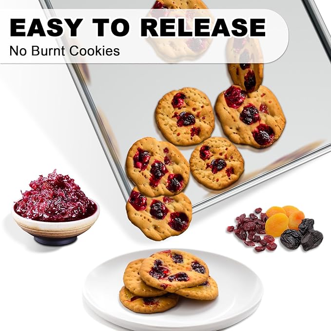 Half Sheet Pans with Rack Set, 13 Inch Commercial Quality Baking Sheet Pan Set, Natural Aluminum Cookie Sheet, Warp Resistant Nonstick Thick Cookie Tray Pans for Baking, Roasting - Image 7