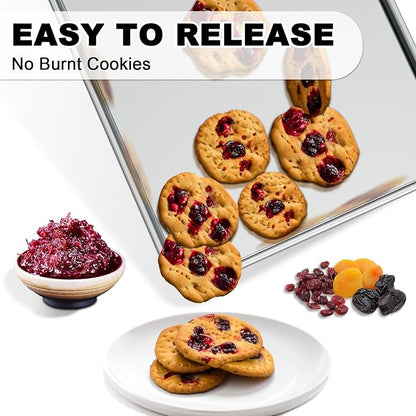 24 Inch Baking Sheet Pans with Rack Set, Natural Aluminum Cookie Sheet, Extra Large Commercial Quality Baking Sheet Pan Set, Warp Resistant Nonstick Thick Cookie Tray Pans for Baking, Roasting - Image 7