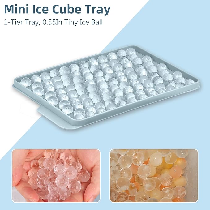 WIBIMEN Mini Ice Cube Trays, 0.55” Tiny Pebble Ice for Iced Coffee & Cocktails, Fast Chill, Easy Twist Release, Stackable (1 Pack, Blue) - Image 4
