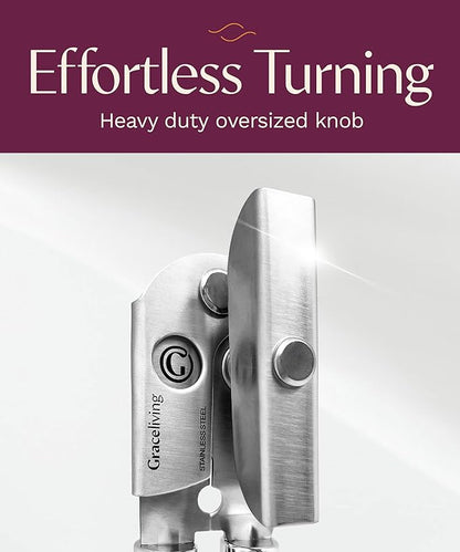 Premium Multifunction Magnetic Manual Can Opener and Bottle Opener, Heavy Duty Stainless Steel Sharp Cutting Blade and Oversized Easy Turn Knob, Soft-Touch Handle, Kitchen Use, Mauve - Image 3