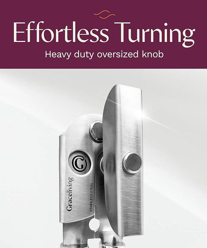 Premium Multifunctional Magnetic Manual Can Opener and Bottle Opener, Heavy Duty Stainless Steel Sharp Cutting Blade and Oversized Easy Turn Knob, Soft-Touch Handle, Kitchen Use, Teal - Image 3