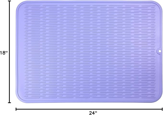 MicoYang Silicone Dish Drying Mat for Multiple Usage,Easy clean,Eco-friendly,Heat-resistant Silicone Mat for Kitchen Counter or Sink,Refrigerator or Drawer Liner Light Purple 2XL 24 inches x 18 inches - Image 10