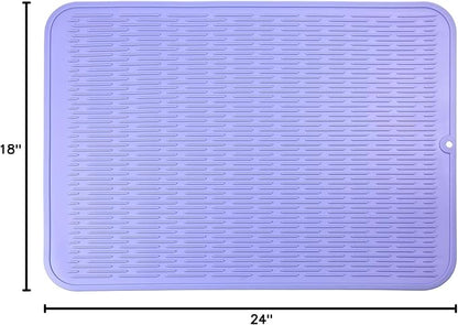 MicoYang Silicone Dish Drying Mat for Multiple Usage,Easy clean,Eco-friendly,Heat-resistant Silicone Mat for Kitchen Counter or Sink,Refrigerator or Drawer Liner Light Purple 2XL 24 inches x 18 inches - Image 10
