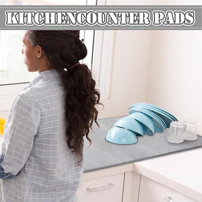 2 Pack Extra Large Microfiber Dish Drying Mat,30 x 24 Inch Super Absorbent Drying Pad,Large Size Dish Drying Mat for Countertops,Sinks,Draining Racks,Gray - Image 4