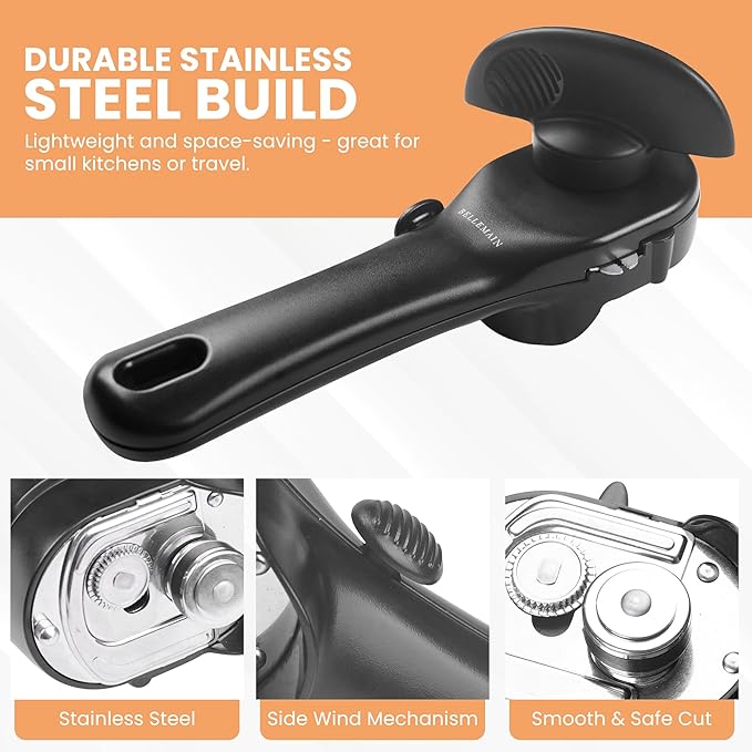 Bellemain- Safe Cut Stainless Steel Ergonomic Can Opener, Manual, Smooth Edge Perfect For Home Chefs and Restauraunts - Image 2