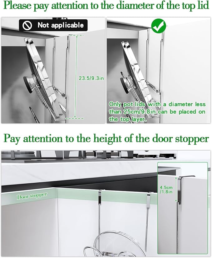 Pot Lid Organizer,304stainless steel door hanging pot lid rack (Modern,Four-layer) - Image 5