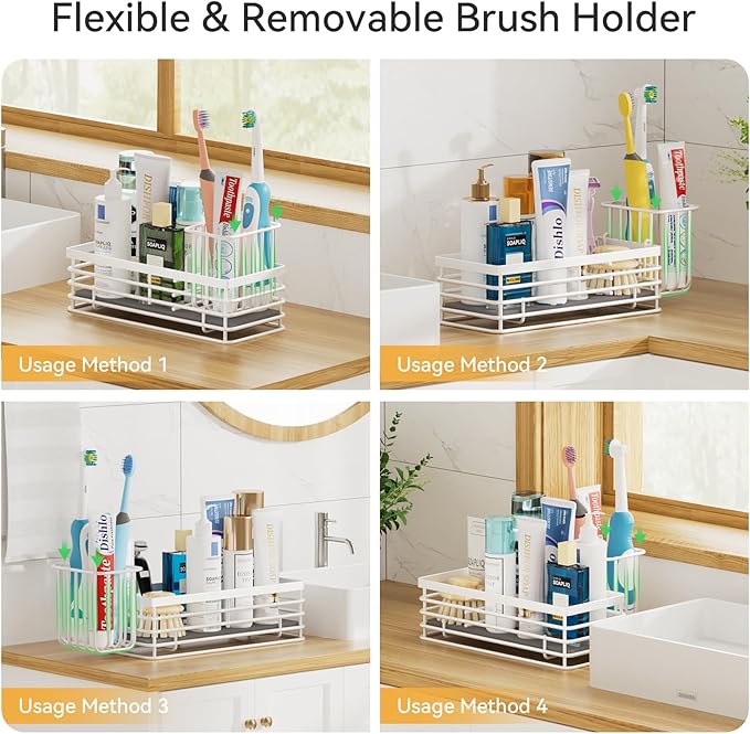 Yofidra Sponge Holder for Kitchen Sink Organizer Caddy: Sink Sponge with Instant Drying Stone, Metal Stainless Steel Basket Home Decor Storage and Organization Accessories 9.5" X 3.5" X 5.2" (White) - Image 3