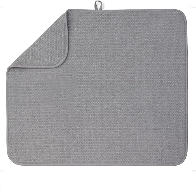 Bellemain XL Dish Mat Microfiber Dish Drying Mat, Super absorbent (Grey, 16" x 18") by Bellemain