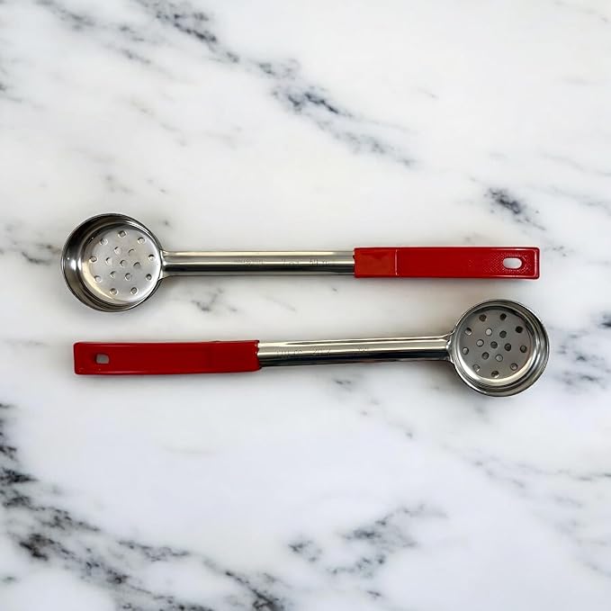 2 Ounce Slotted Stainless Steel Portion Control Ladle Spoon for Measuring and Serving; Commercial Grade Serving Scoops [Pack of 2] - Image 6