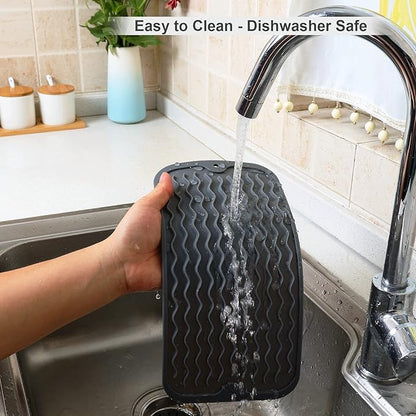 ZLR Silicone Dish Drying Mat for Kitchen Counter, Eco-Friendly Fast Dry Dish Mat, Easy Clean Multi Usage Drying Matt, Heat Resistant Trivet, 6" x 12" Extra Small, Dark Gray - Image 4