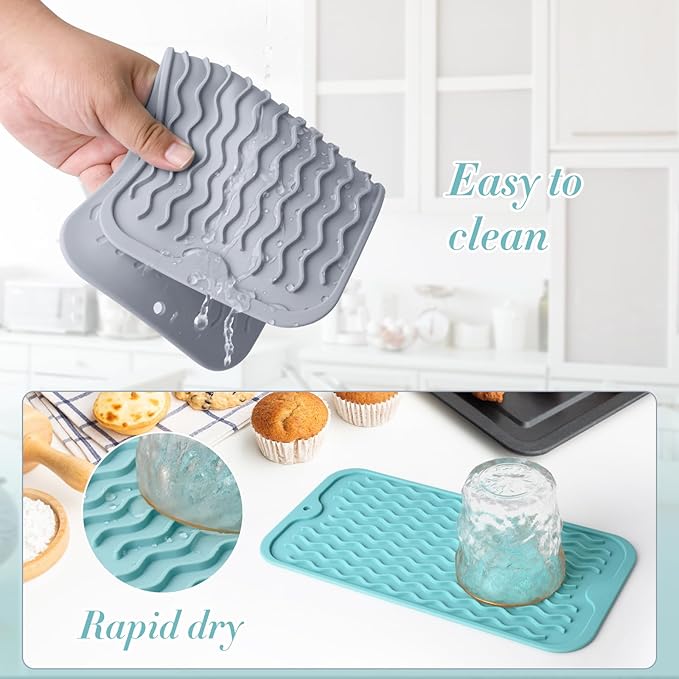 Silicone Dish Drying Mat, Multipurpose Heat Resistant 600 ℉ 7-Inch Food Grade & BPA Free. Non-Slip Trivet mats for Cup, Hot Pot, Hot Dishes - Image 5