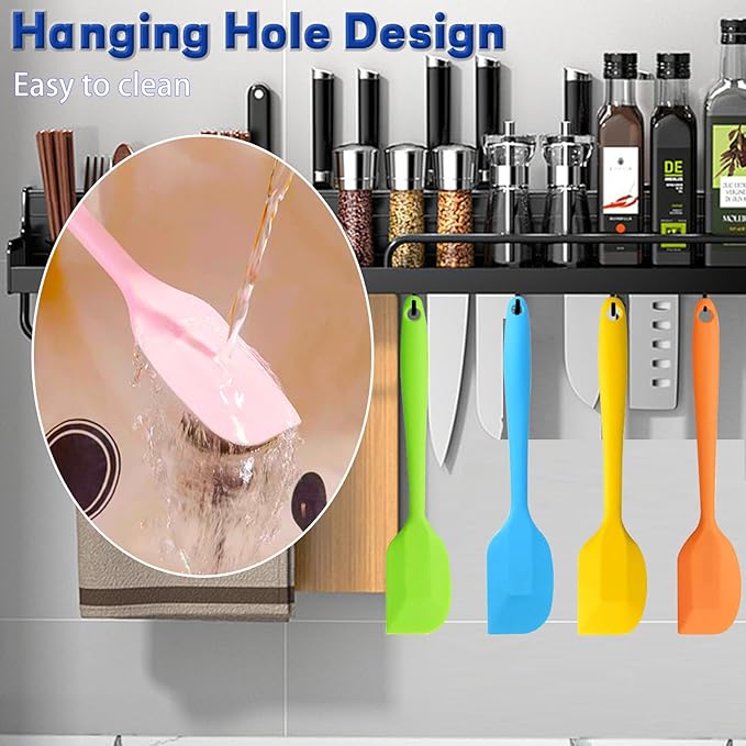 8 Pieces Silicone Spatulas, 11 inch Heat-Resistant Non-stick Spatulas with Stainless Steel Core for Cake Cream Cooking Gadget by COLOGO (11 inch) - Image 4
