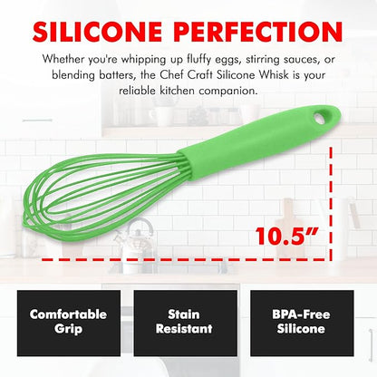 Chef Craft Premium Silicone Wire Cooking Whisk, 10.5 inch, Green - Image 4