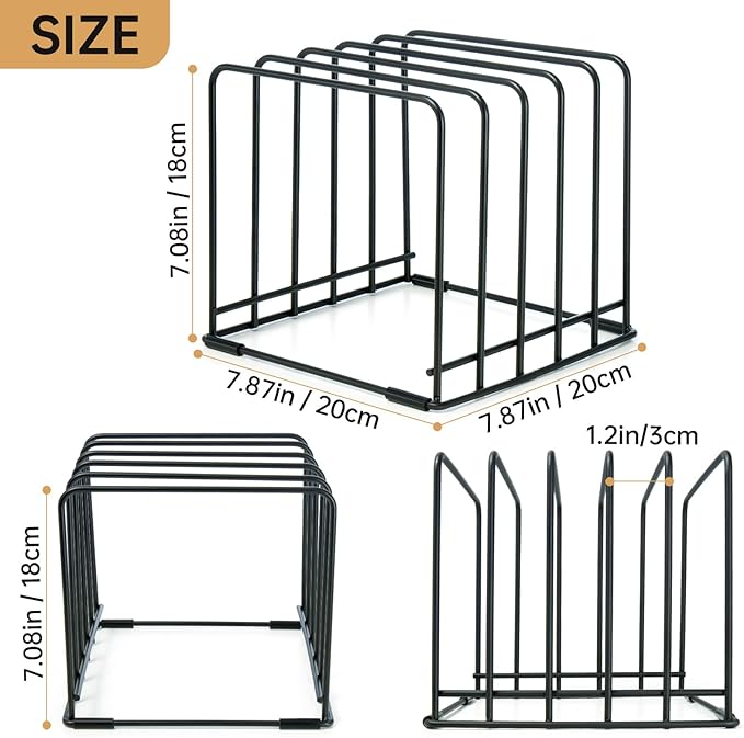 2-Pack 5-Tier Cutting Board Holder, Kitchen Cabinet Organizer Holder, Space-Saving Kitchen Storage for Cutting Boards, Bakeware, Trays,Thin Pans and Cookbooks, Baking Sheets Organizer - Image 6