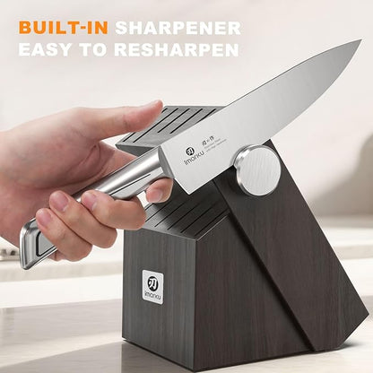 Knife Sets for Kitchen with Block imarku G14 Japanese Knife Set Stainless Steel Kitchen 14pcs, Built-in Sharpener, Sharp Knives with Non-slip Ergonomic Handle - Dishwasher Safe, Home Essential Gifts - Image 5