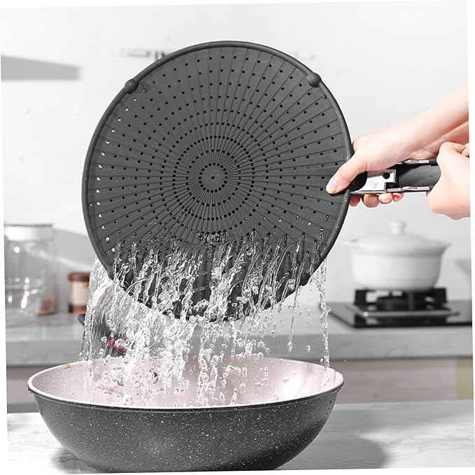 Silicone Splatter Screen for Frying Pan, 13" Grease Splatter Guard with Foldable Handle, Heat Resistant Guards for Frying, Non Stick Easy Clean Oil Guard
