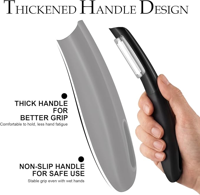 Professional Vegetable Peeler – Ultra Sharp Stainless Steel Blade Kitchen Potatoes Peeler, Ergonomic Non-Slip Handle Effortless & Safe Peeling – Ideal for Apple, Cucumbers, Carrots, Black
