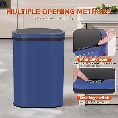PayLessHere | 13 Gallon Stainless Steel Trash Can | Deep Blue | Automatic Touchless Lid with Motion Sensor | Kitchen Garbage Can with Waterproof Design | for Home, Office, Bathroom | Pack of 1 - Image 4