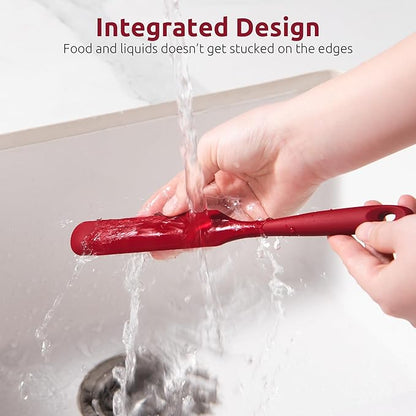 U-Taste Skinny Silicone Jar Spatula: 600ºF Heat-Resistant Food-Grade 10in Long Narrow Sourdough Stirring Stick, Seamless Flexible Peanut Butter Spreader for Scraping Icing Bread Cream, Jam (Red)