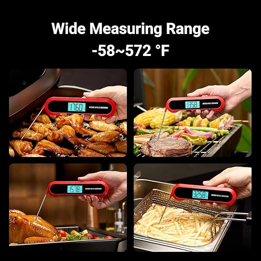 Professional 3X Faster 0.5sec Instant Read Meat Thermometer Digital, High Accuracy ±0.5°F, IP67 Waterproof, Auto Wake/Sleep & Rotate Display, NSF & NIST Certified, Backlight Fry Oil Candy Thermometer - Image 6