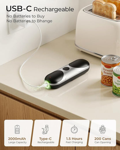 Electric Can Opener, One-Touch Automatic Can Opener, USB Rechargeable Electric Can Opener for Seniors with Arthritis- Cordless Battery Powered, Side Cut, Smooth Edge, Handsfree, for Any Size Cans - Image 3