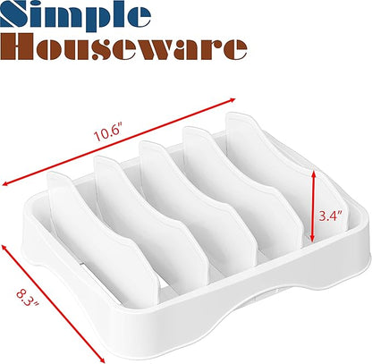 Simple Houseware Food Container Lid Organizer, Adjustable Dividers Lids Storage, 10''x8'', White - Image 9