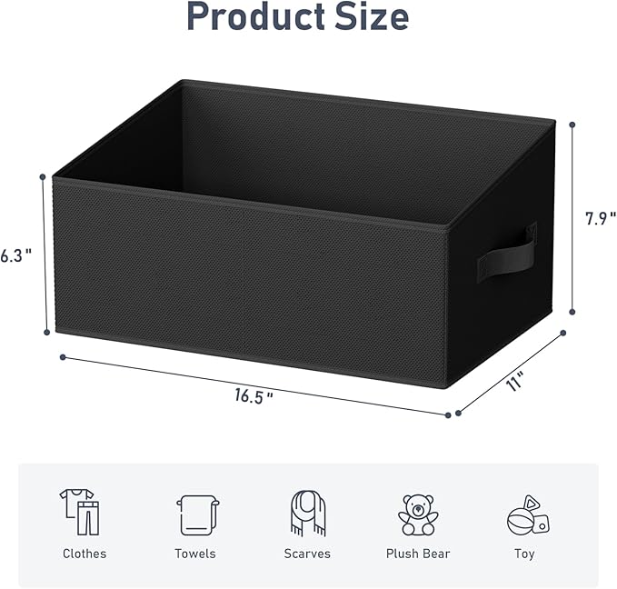DIMJ Closet Storage Bins 8 Pack - Fabric Storage Baskets for Shelves, Large Clothes Organizers with Handles, Trapezoid Shelf Organization Storage Cubes for Purse, Toys, Books, Towel, Clothes - Image 2