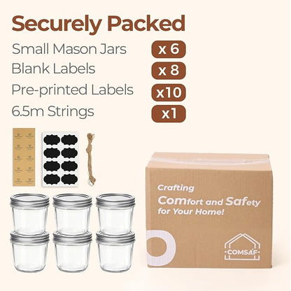 ComSaf Wide Mouth Mason Jars with Lids 8 oz 6Pcs, Half Pint Small Mason Containers, Canning Jars for Jam, Jelly, Meal Prep, Overnight Oats, Yogurt Parfait, Shower Wedding Favors, DIY Candles Decor - Image 8