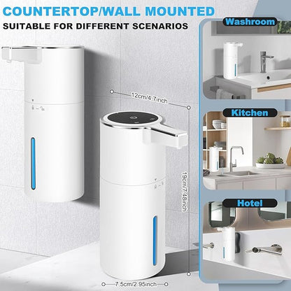 Automatic Soap Dispenser Liquid Touchless: 13.52oz/400ml Wall Mounted USB Rechargeable - 4-Level Adjustable Modern Electric Hand Soap Dispenser - Kitchen Bathroom Kids Family White - Image 6
