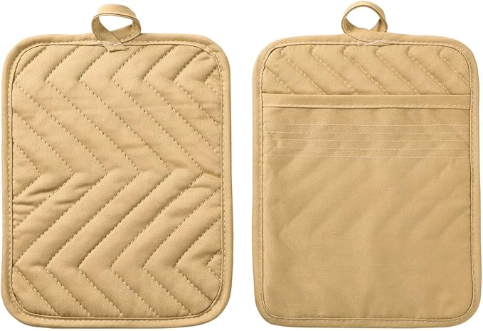 Anyi Pot Holders and Oven Mitts 7" X 9" Heat Resistant Cotton Pocket Pot Holder Set Feature of Non Slip Kitchen Hot Pad Oven Mitts, 3-Pack (Mojave Desert) - Image 2