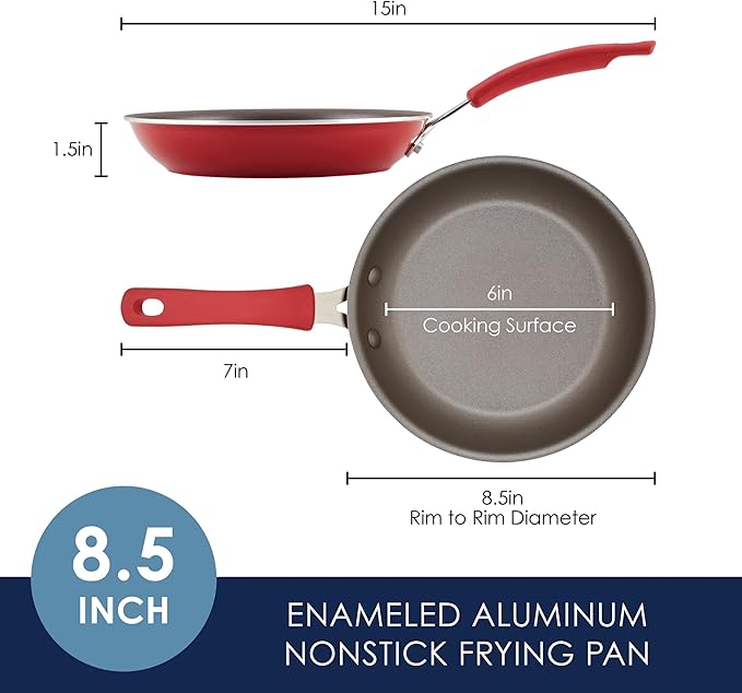 Rachael Ray Cook + Create Nonstick Frying Pan/Skillet, 8.5 Inch, Red - Image 2