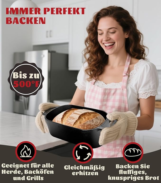 LINMAGCO Dutch Oven for Bread Baking & Sourdough Bread Baking Starter Kit- 11-Piece Beginner Gift Set with 3.6QT Oval Cast Iron Pot with Lid, Silicone Proofing Basket & Artisan Tools