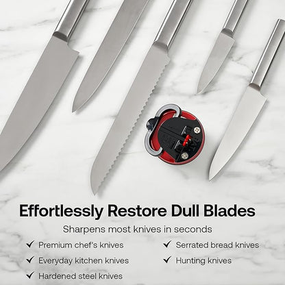 AnySharp – Editions – Hands Free Knife Sharpener - Easy to Use Sharpening Tool with PowerGrip Suction Base and 20-Degree Pre-Set Angle - for All Knives: Chef's, Serrated, and Hardened Steel - Red - Image 6