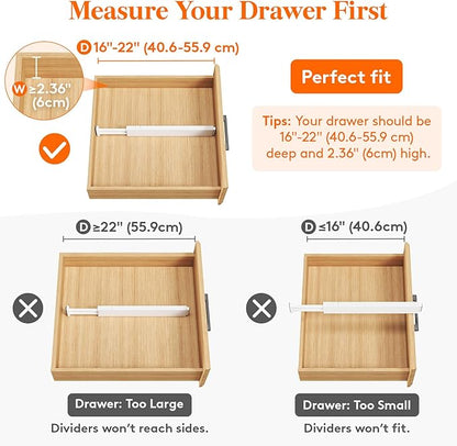 Lifewit 12 Pack 2.36" High Drawer Dividers 40-56cm/16-22 Adjustable Drawer Organizer for Clothes/Utensils, Expandable Drawer Separator in Dresser/Kitchen/Bedroom/Office Organization & Storage White - Image 4