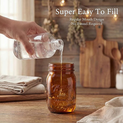Amolliar Plastic Mason Jar Soap Dispenser with Pump Lid,16OZ Refillable Hand Soap Dispenser Set with Cute Lables - Farmhouse Decor for Kitchen Bathroom, Liquid Soap, Dish Soap, Lotion (2 Pack, Amber) - Image 4