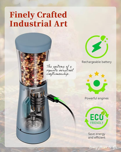 Electric Salt and Pepper Grinder Set with Storage Base, Stainless Steel Rechargeable Salt and Pepper Grinder Set with 4.5 oz Large Capacity, 1.8" Wide Mouth, Adjustable Coarseness, Ideal for Kitchen - Image 4