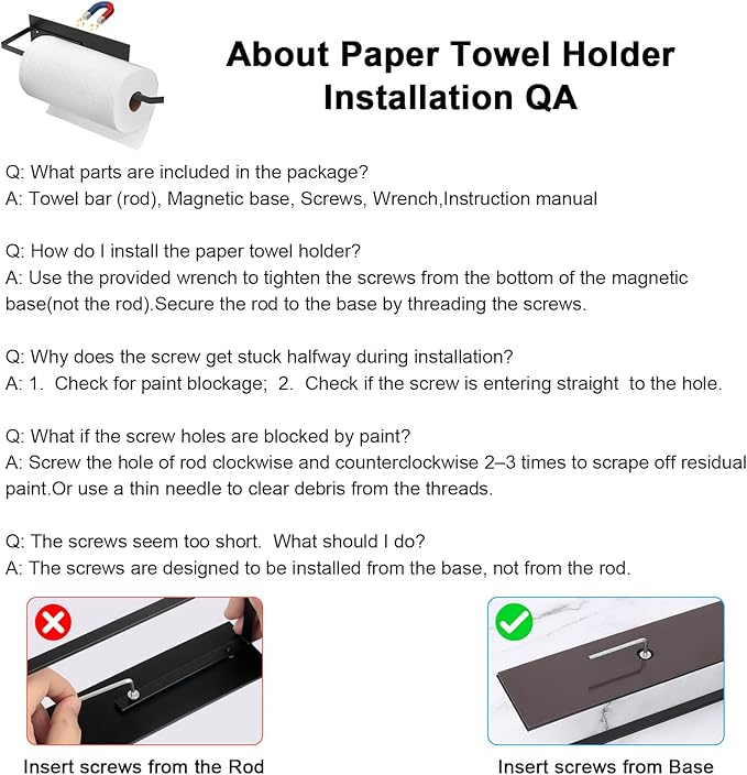 Paper Towel Holder, Magnetic Paper Towel Holder for Fridge, Toilet Paper Roll Holder Magnet Towel Rack Wall Mount Fridge Organizer for Paper Towels Rolls Bathroom Pantry RV Kitchen Storage - Image 7