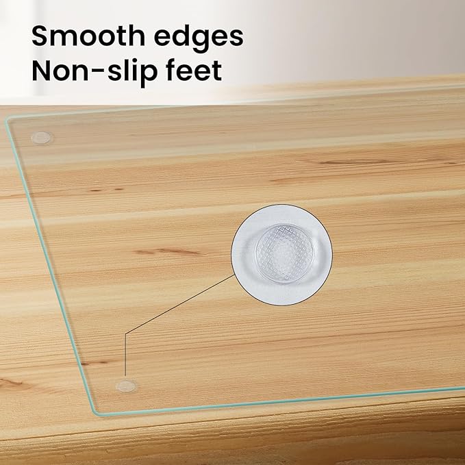 Mymonfif Tempered Glass Cutting Board for Kitchen, Clear Glass Board for Countertop, with Non-Slip Feet, Heat Resistant, Large Size 12x16" 2Pcs, Small Size 12x8" 2Pcs - Image 5