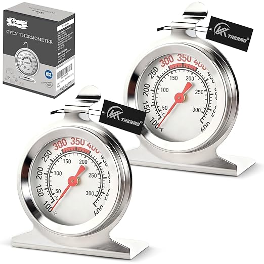 CloudHand Oven Thermometer 50-300°C/100-600°F Electric/Gas Oven Temperature Gauge Baking Thermometer Stainless Steel Instant Read Thermometer for Cooking 2Pcs