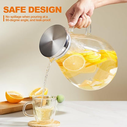 1 Gallon Glass Pitcher with Lid and Handle, Hot & Cold Water Jug, Extra-Wide Mouth Beverage Carafe for Juice, Iced Tea & Drinks - Image 7