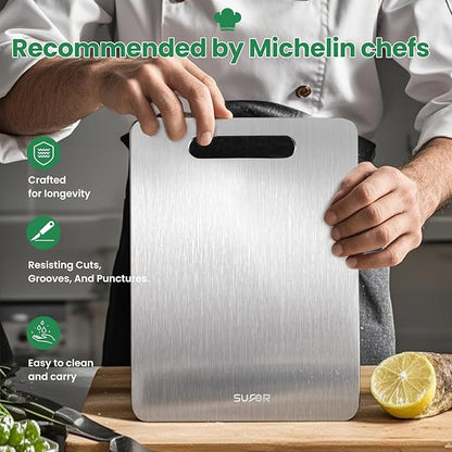 New Titanium Cutting Board - 100% Pure Titanium Cutting Boards For Kitche,Easy to clean,Double-sided food-grade Cutting Board For Cutting Meats, Fruits And Vegetables（15 * 11）