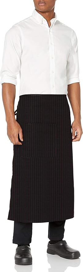 Uncommon Threads unisex adult Full Apron, Red/Blk Pinstripe, One Size US
