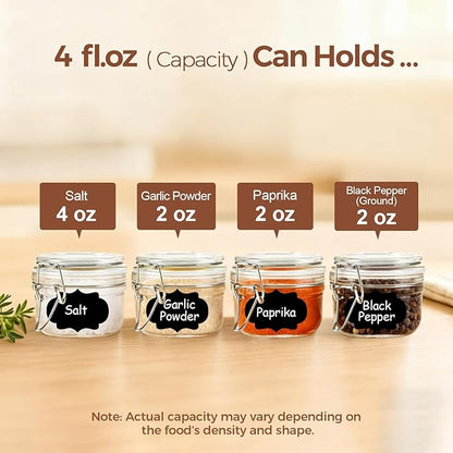ComSaf 4oz Glass Spice Jars with Airtight Lids (Set of 6), Small Wire Clamp Mason Jars for Herbs, Honey, Jam & DIY Wedding Favors, 120ml Mini Glass Canisters for Pantry & Kitchen Organization - Image 3